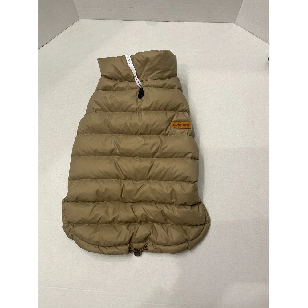 SPACE LION Dog Puffer Jacket Khaki Size 16/XL New With Tags
